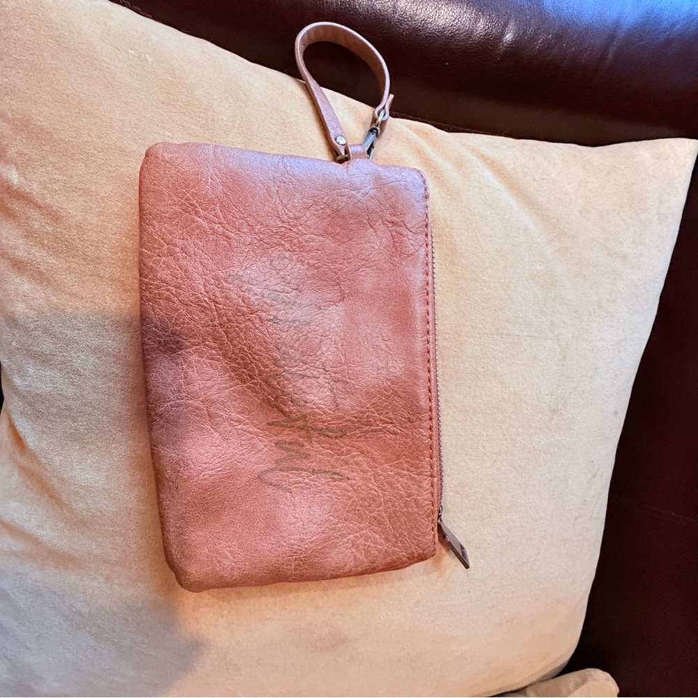 Leather Wristlet Clutch - Pink